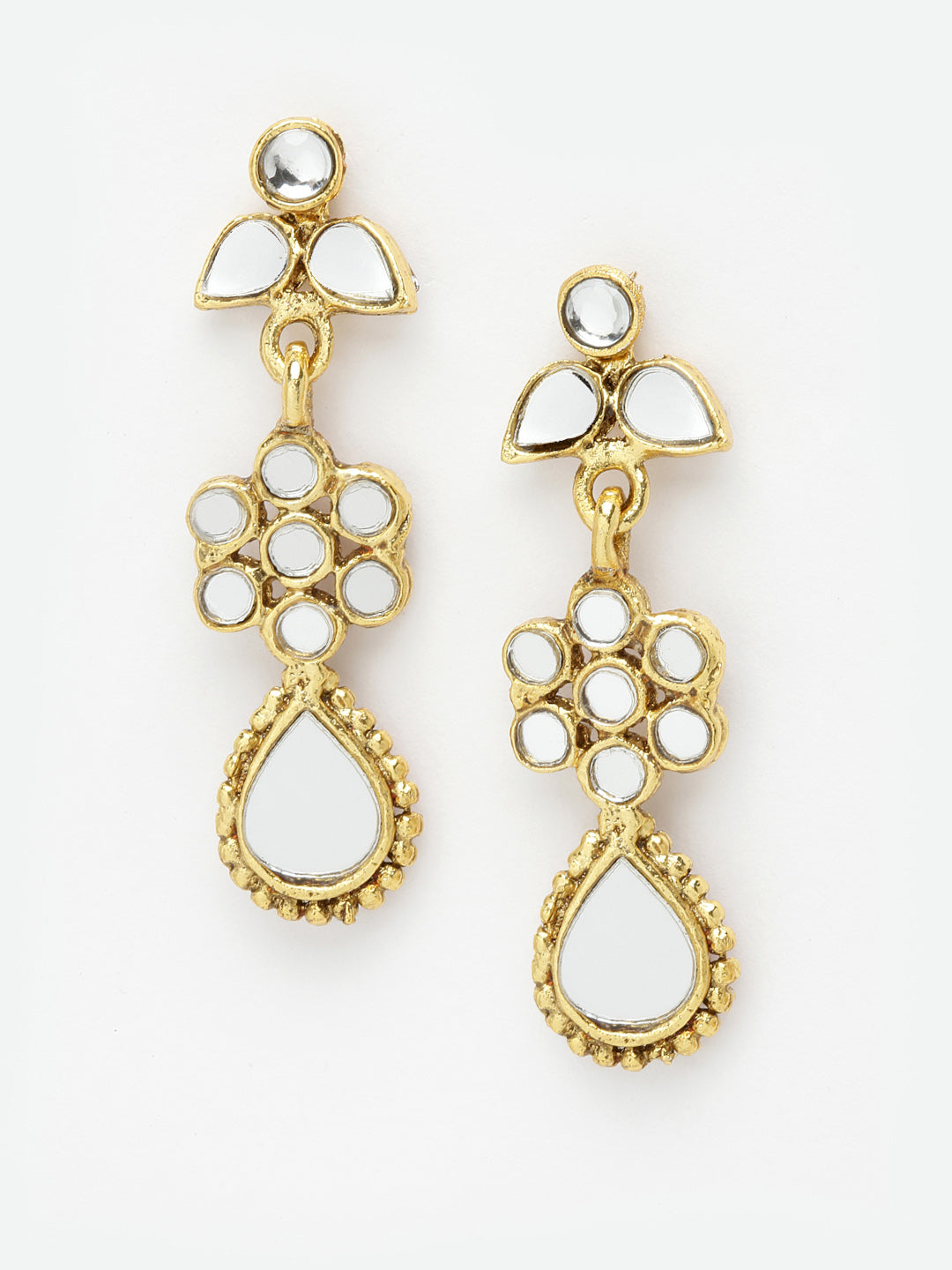 Gold-Plated & Red Stone-Studded & Beaded Jewellery Set