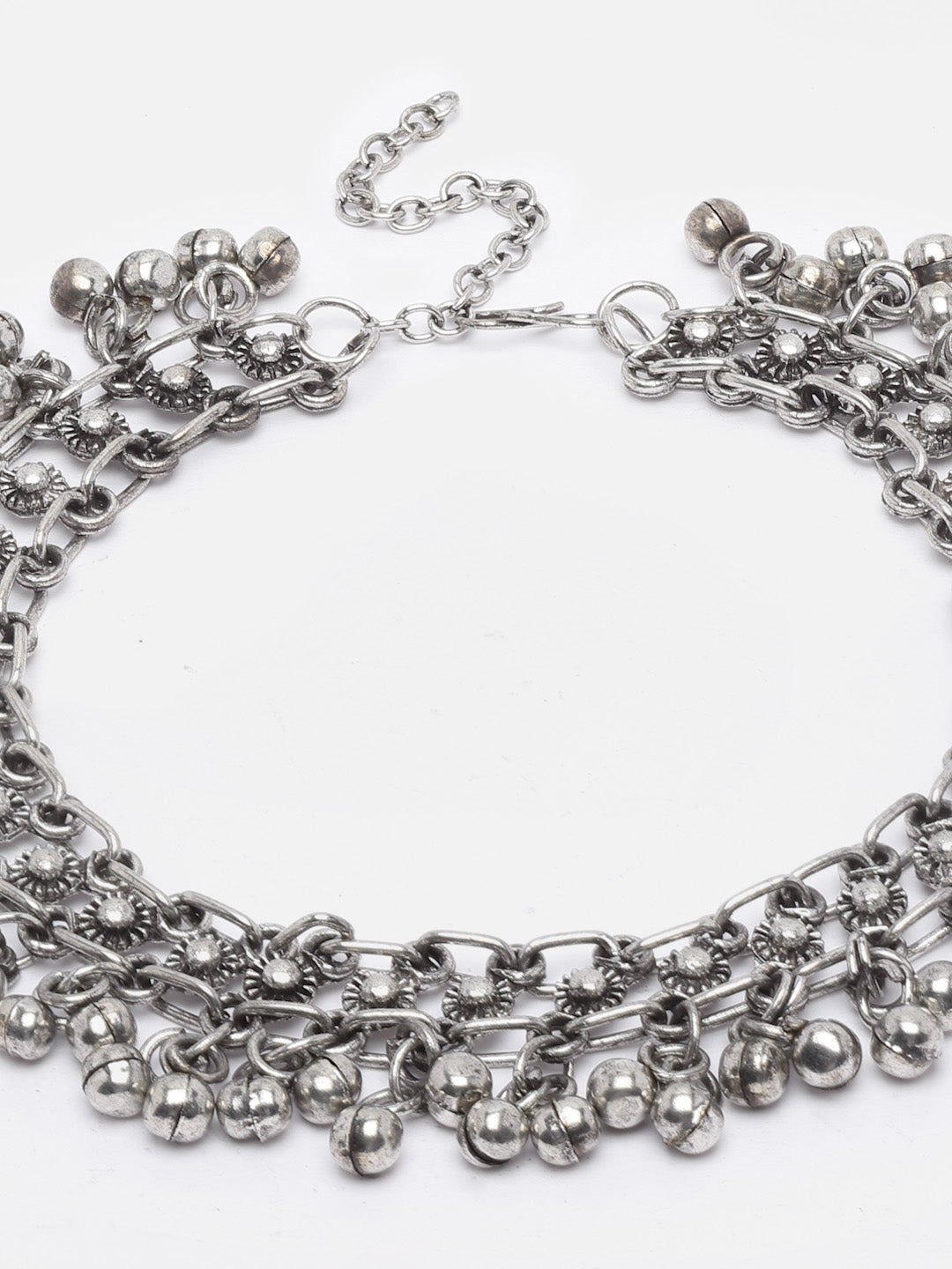 Set Of 2 Silver-Plated Oxidised Anklets