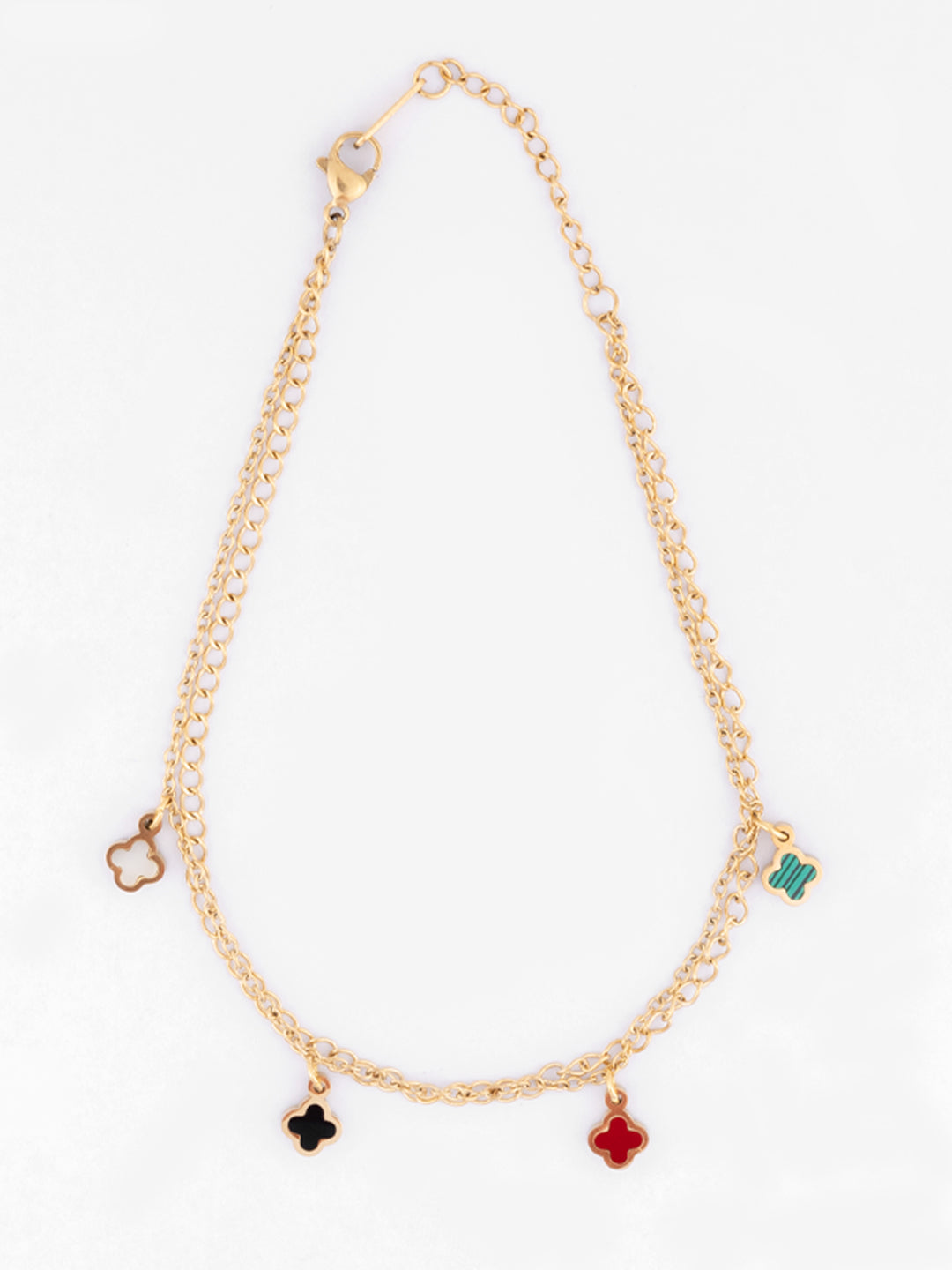 Gold-Plated Kundan Studded Anklet