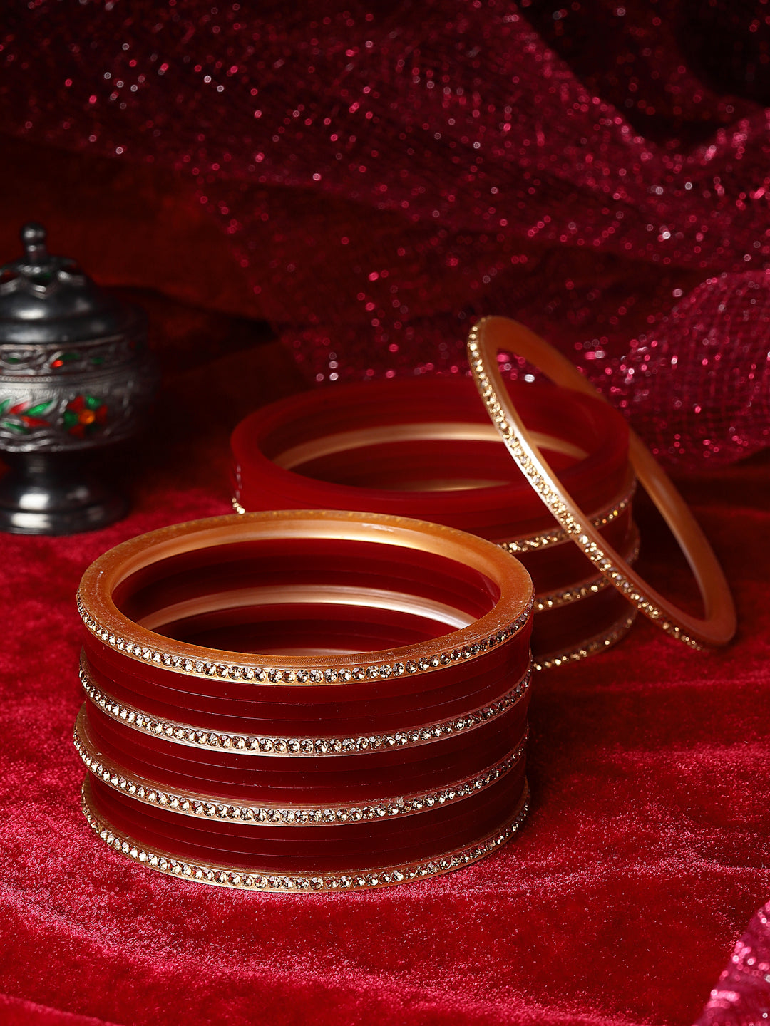 Set Of 26 Gold-Plated AD-Studded Bangles