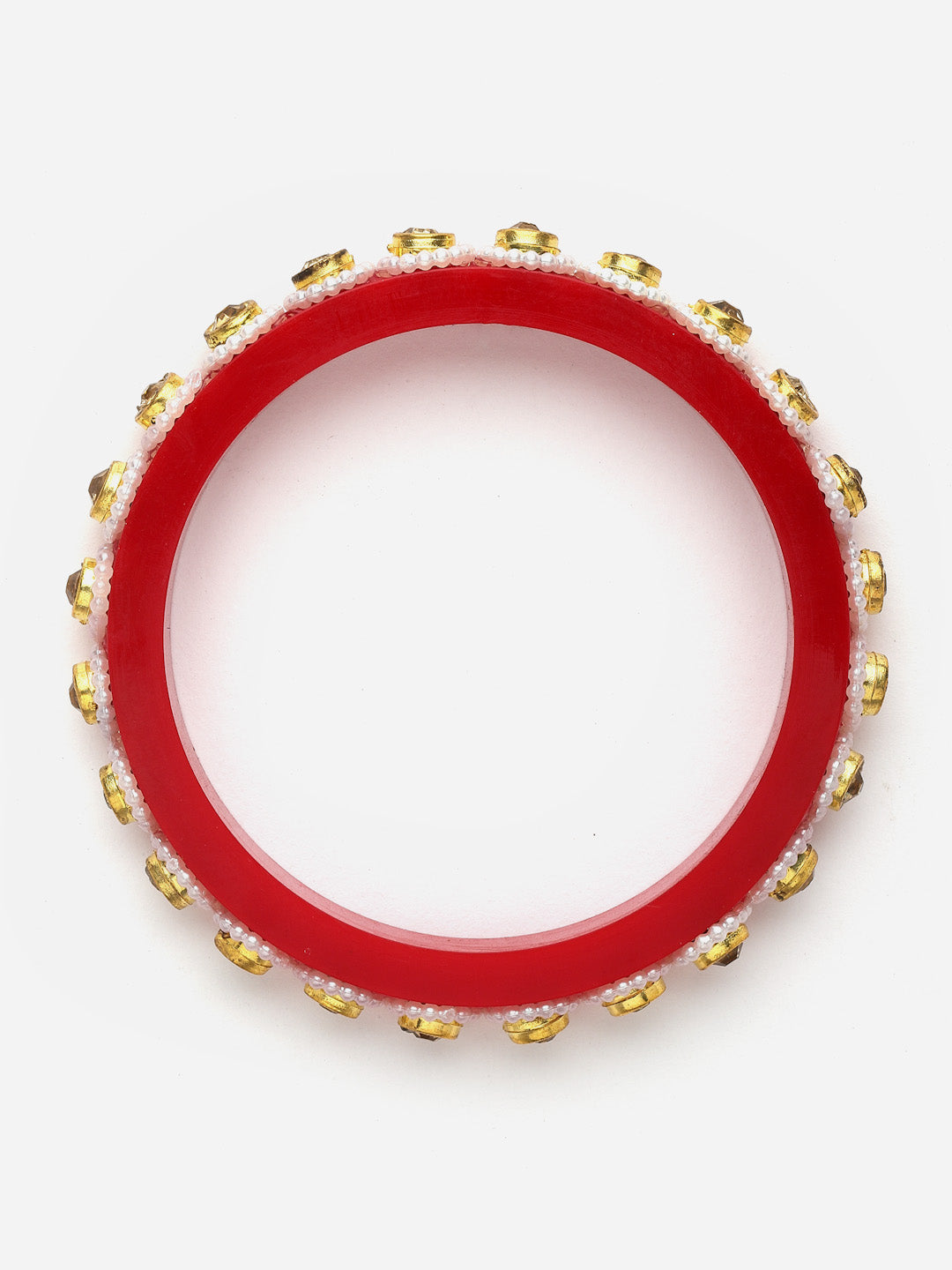 Set Of 10 Gold-Plated CZ Stone Studded Bangles
