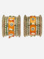 Set of 14 Gold-Plated Artificial Stone Studded Bangles
