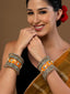 Set of 14 Gold-Plated Artificial Stone Studded Bangles