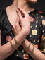 Gold-Plated American Diamond Stone-Studded & Beaded Finger Ring