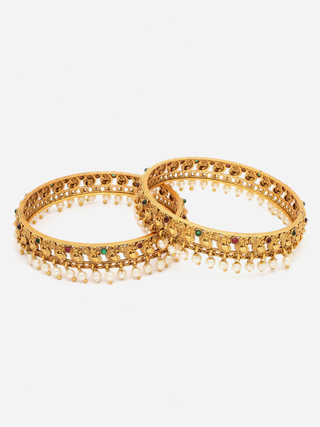 PANASH- Set Of 2 24 CT Gold-Plated Antique Bangles