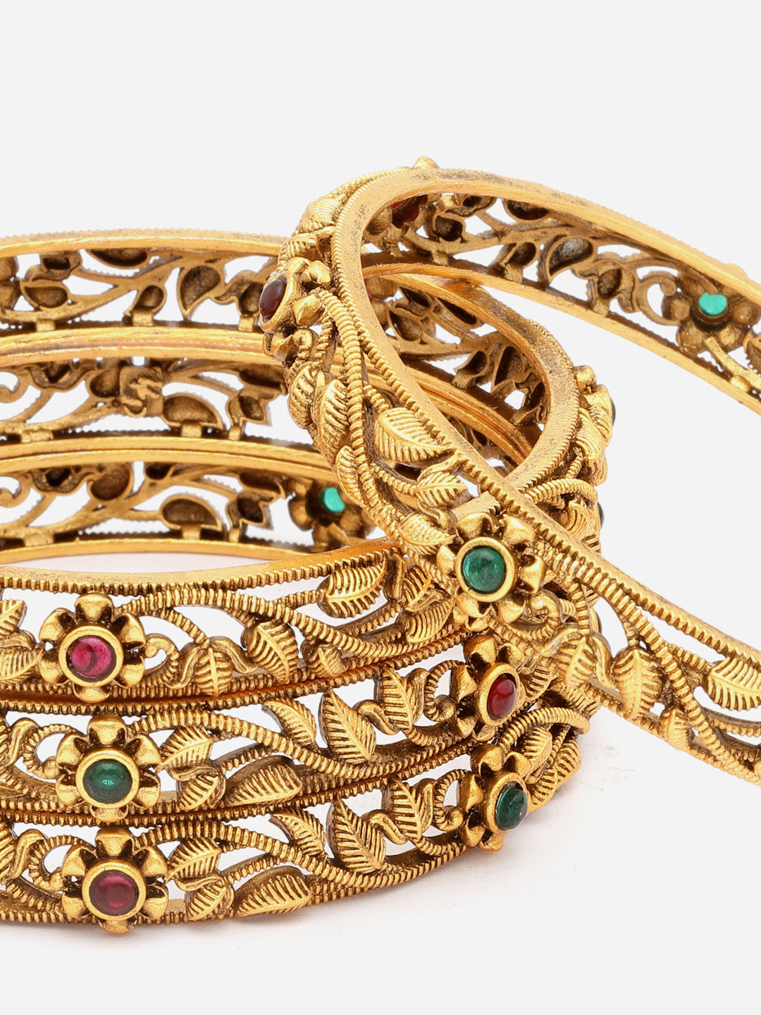 PANASH- Set Of 4 24 CT Gold-Plated Handcrafted Antique Bangles