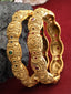 PANASH- Set Of 2 24 CT Gold-Plated Handcrafted Antique Bangles