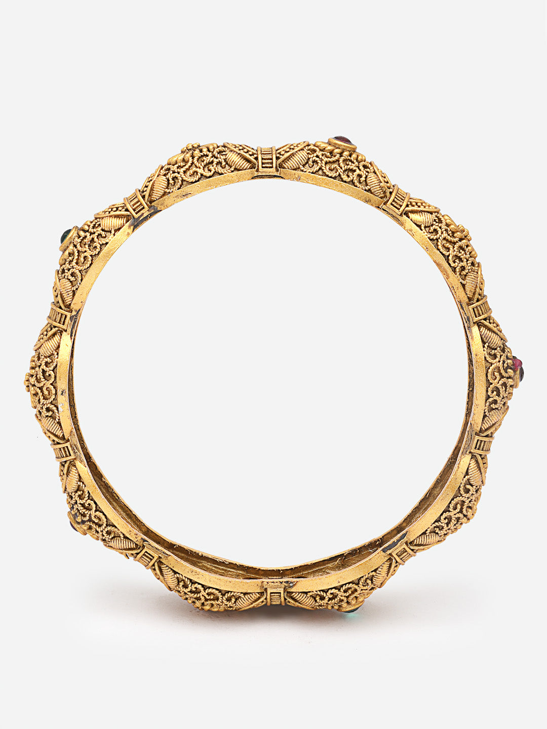 PANASH- Set Of 2 24 CT Gold-Plated Handcrafted Antique Bangles