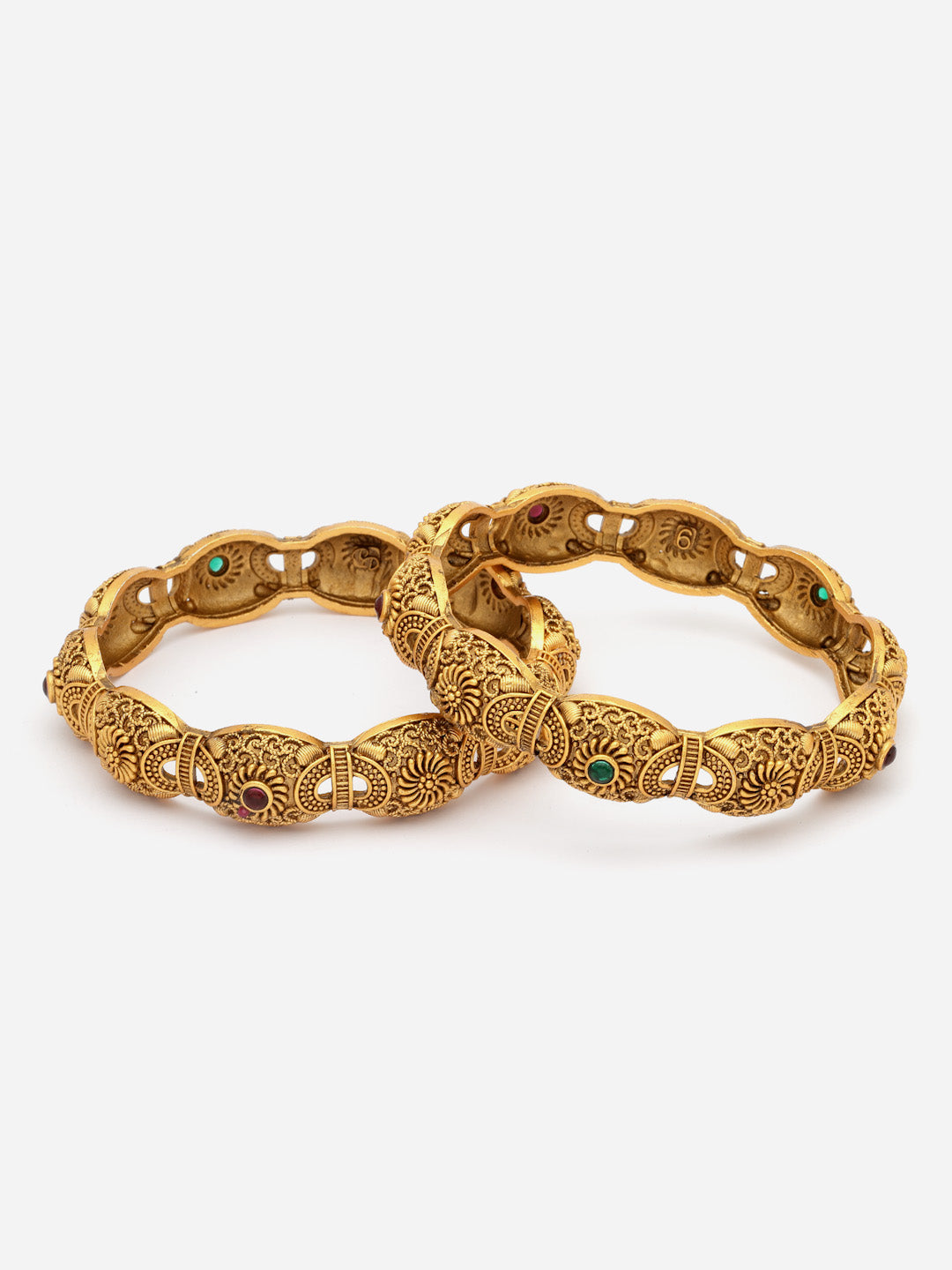 PANASH- Set Of 2 24 CT Gold-Plated Handcrafted Antique Bangles