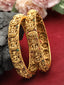 Set Of 2 24 CT Gold-Plated AD-Studded Antique Bangles