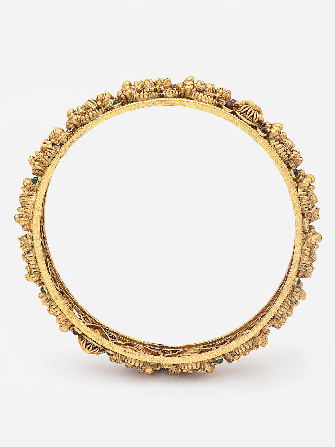 Set Of 2 24 CT Gold-Plated AD-Studded Antique Bangles