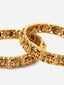 Set Of 2 24 CT Gold-Plated AD-Studded Antique Bangles