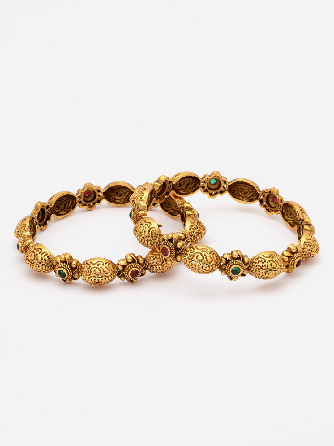 Set Of 2 24 CT Gold-Plated Handcrafted Antique Bangles