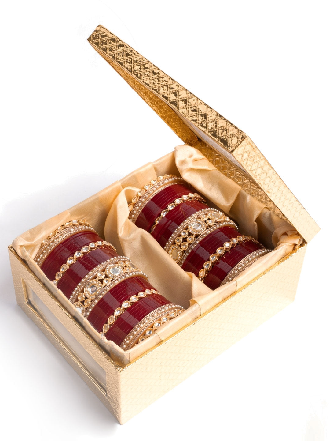 Set Of 75 Gold-Plated Artificial Stone Studded Bangles