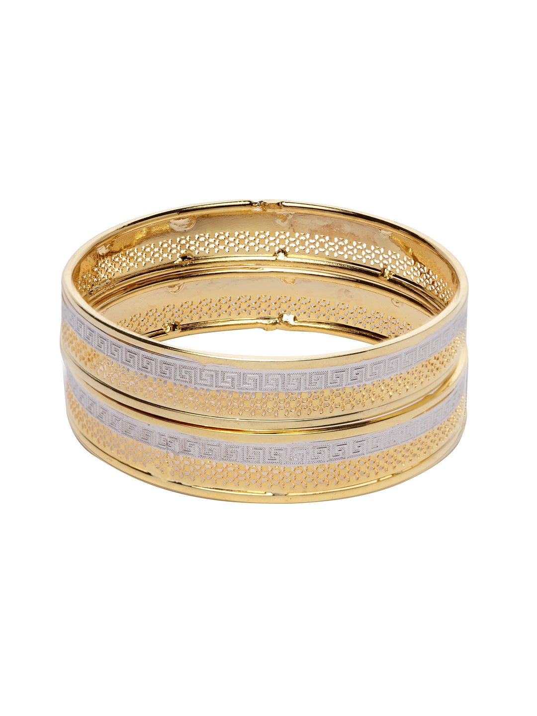 Set of 2 Gold-Toned Rhodium-Plated Handcrafted Bangles