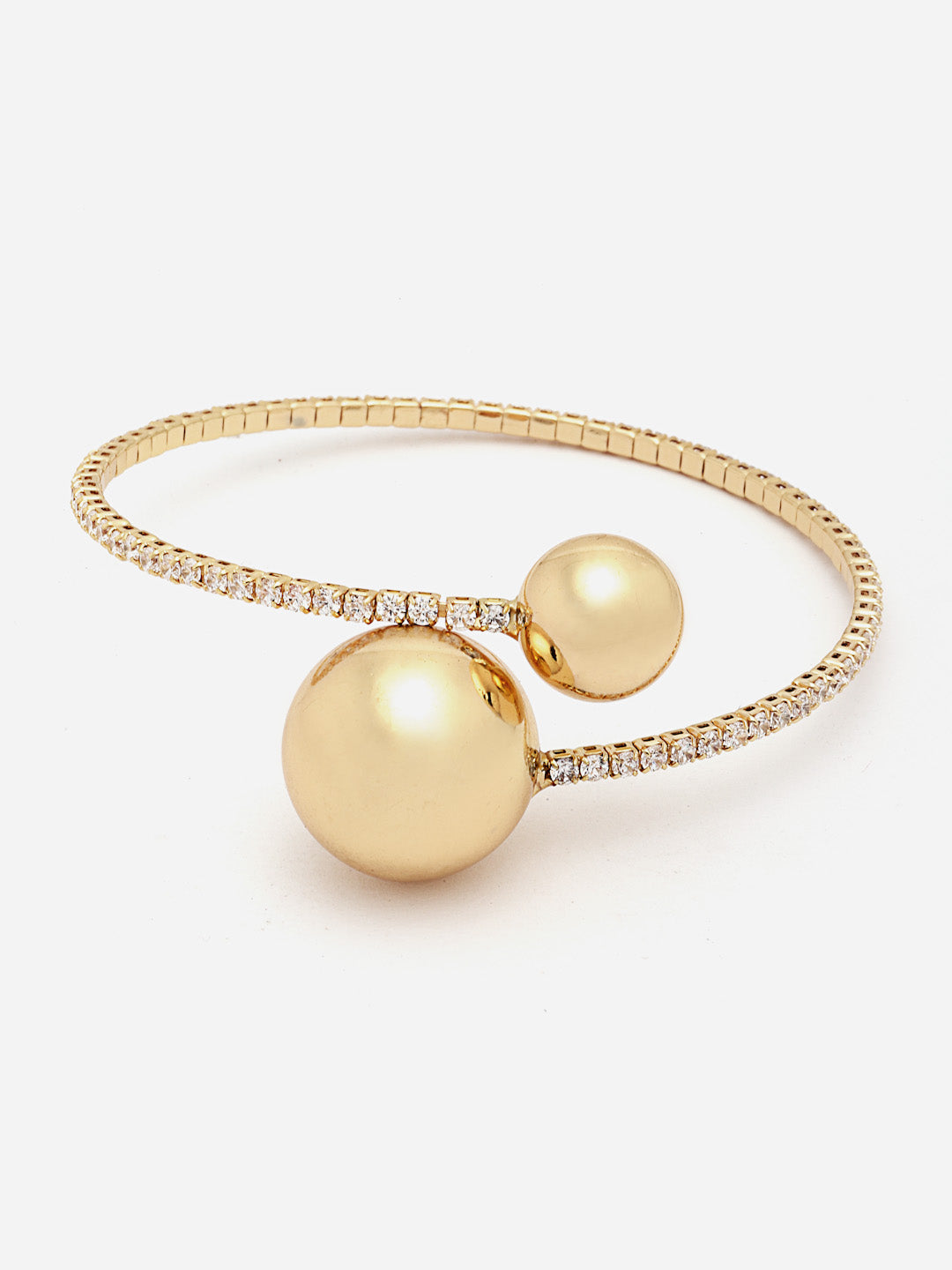 18KT Gold Plated Stone Studded Tarnish-Free Waterproof Bangle-Style Bracelet