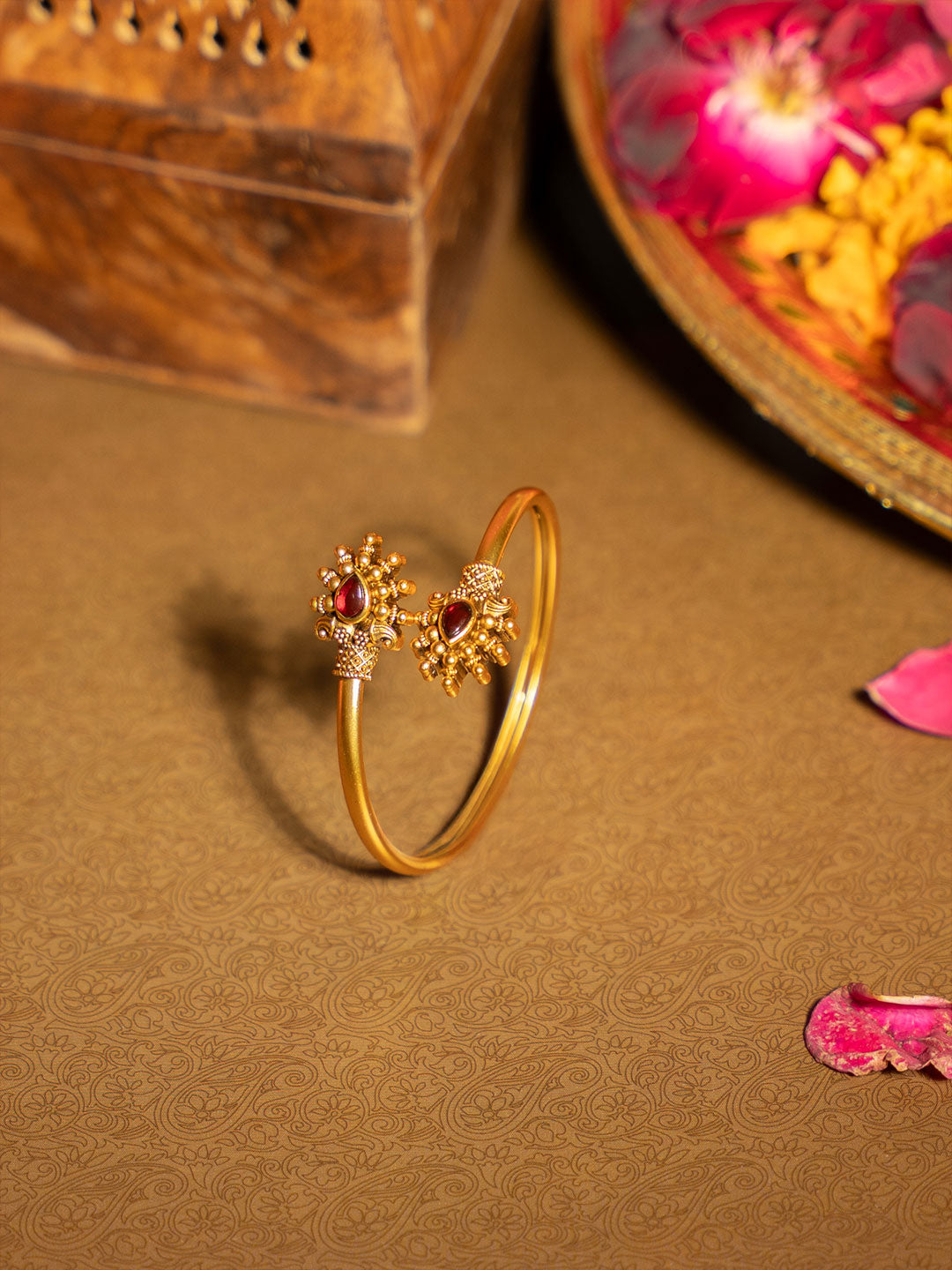 Women Brass Gold-Plated Bangle-Style Bracelet