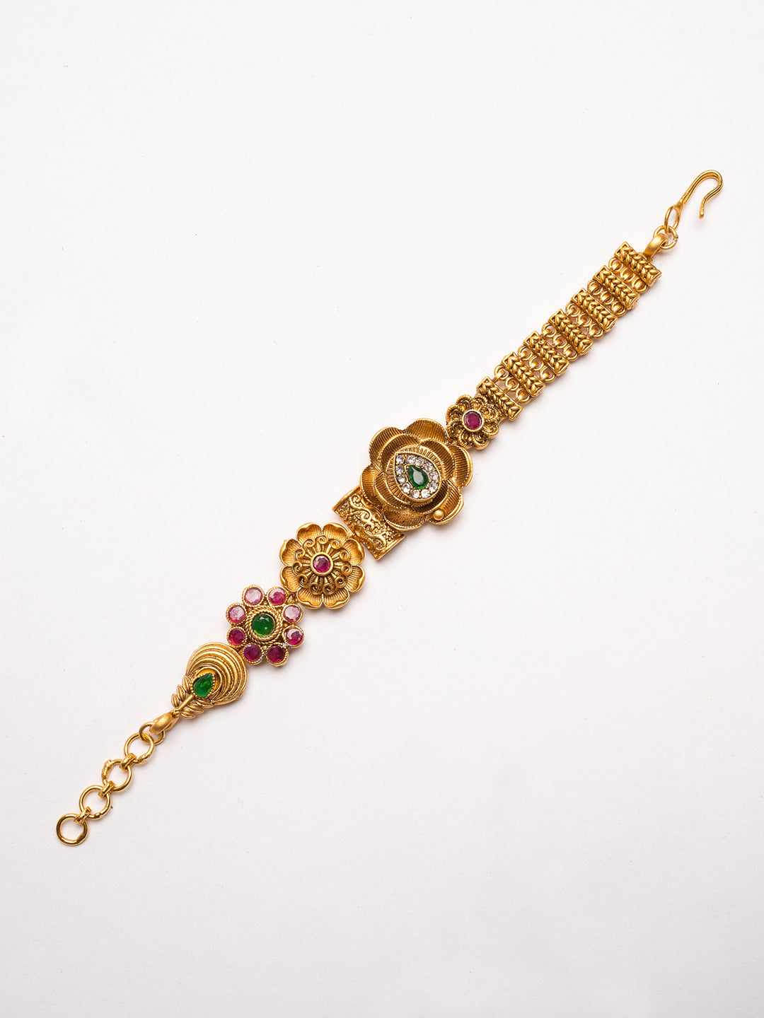 Gold-Plated Stones Studded Wraparound Bracelet