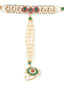 Gold-Plated Stones Studded & Beaded Hathphool Ring Bracelet