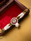 Gold-Plated Stones Studded And Beaded Wraparound Bracelet