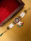 Gold-Plated Stones Studded And Beaded Wraparound Bracelet