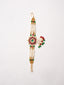 Gold-Plated Stones Studded And Beaded Wraparound Bracelet