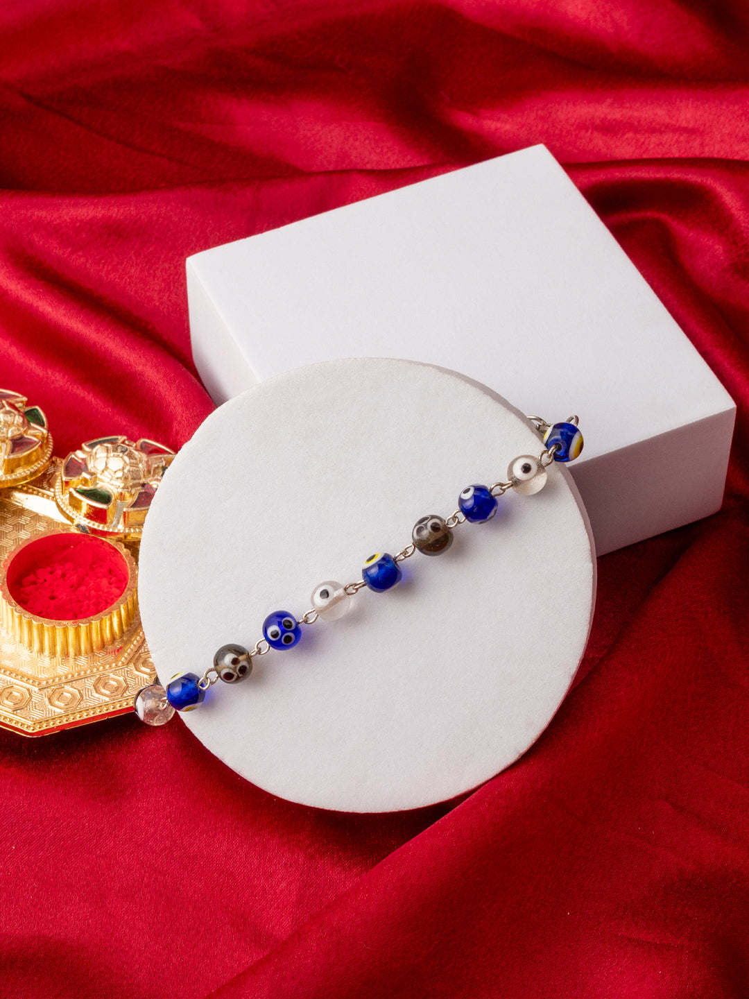 Silver Plated Silver Plated Evil Eye Wraparound Bracelet