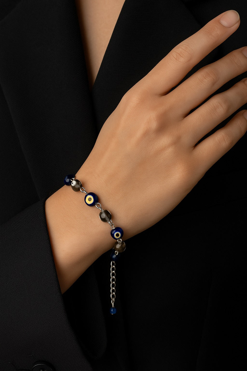 Silver Plated Silver Plated Evil Eye Wraparound Bracelet
