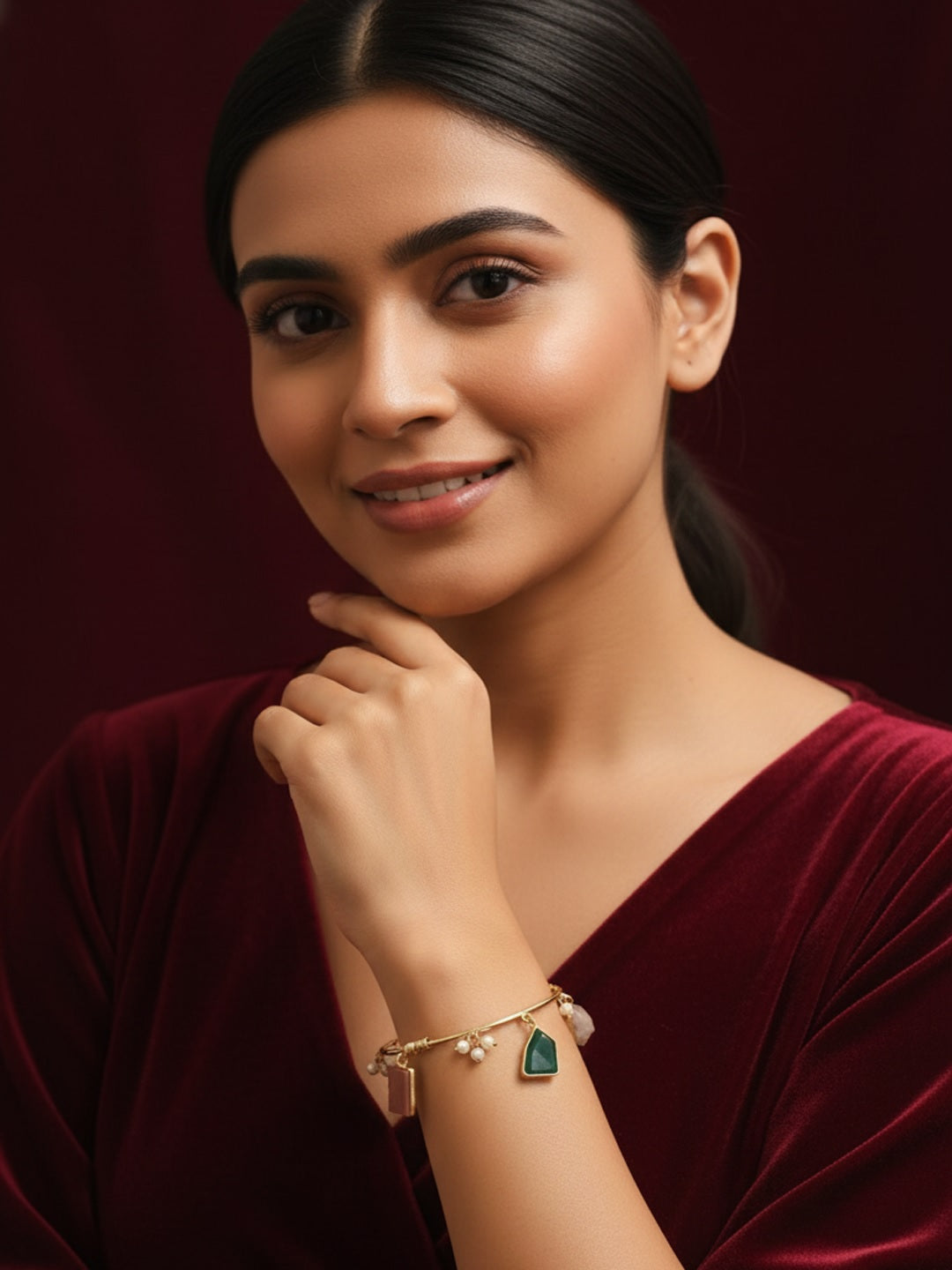 Women Brass Gold-Plated Charm Bracelet
