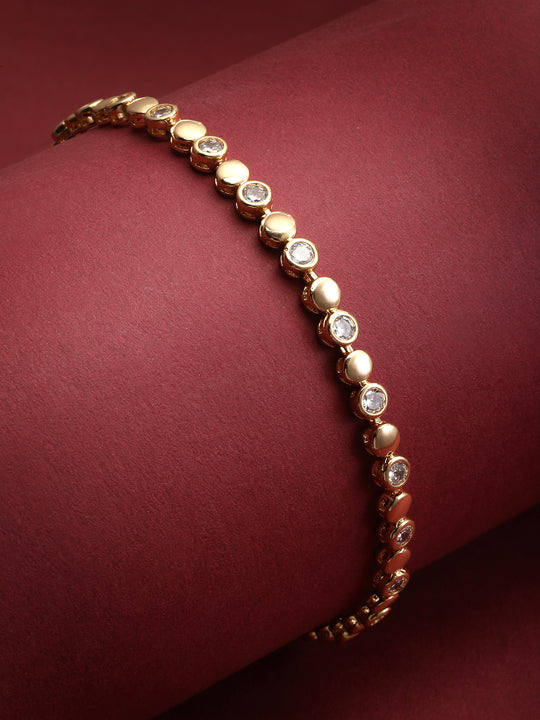 Women Brass American Diamond Gold-Plated Charm Bracelet
