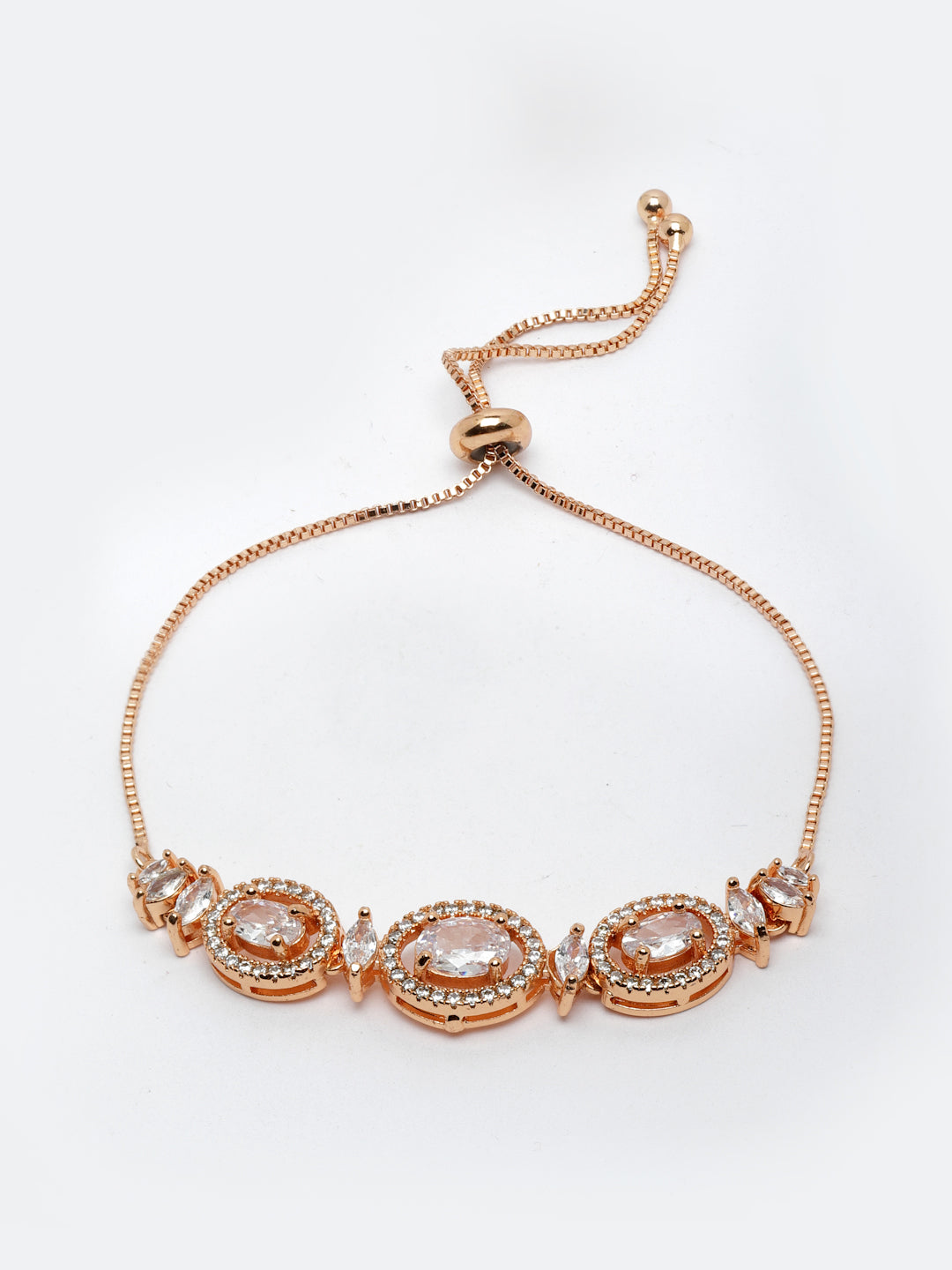 Women American Diamond Gold-Plated Charm Bracelet