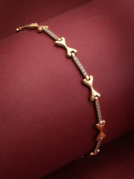 Gold-Plated American Diamond Studded Charm Bracelet