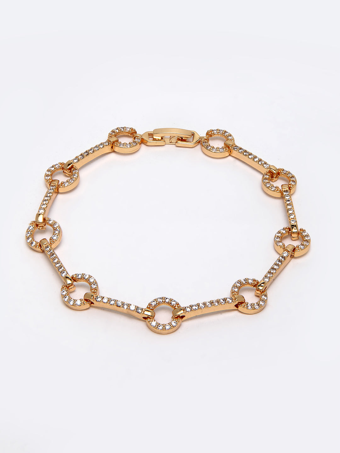 Women Gold-Plated White Brass Cubic Zirconia Charm Bracelet
