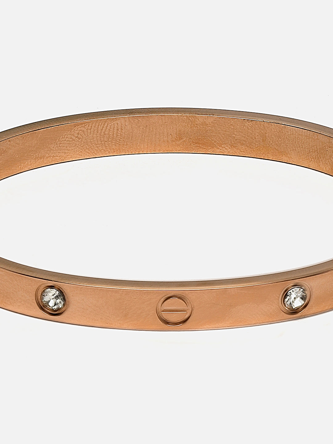 Rose Gold-Plated Stone-Studded Bangle-Style Bracelet