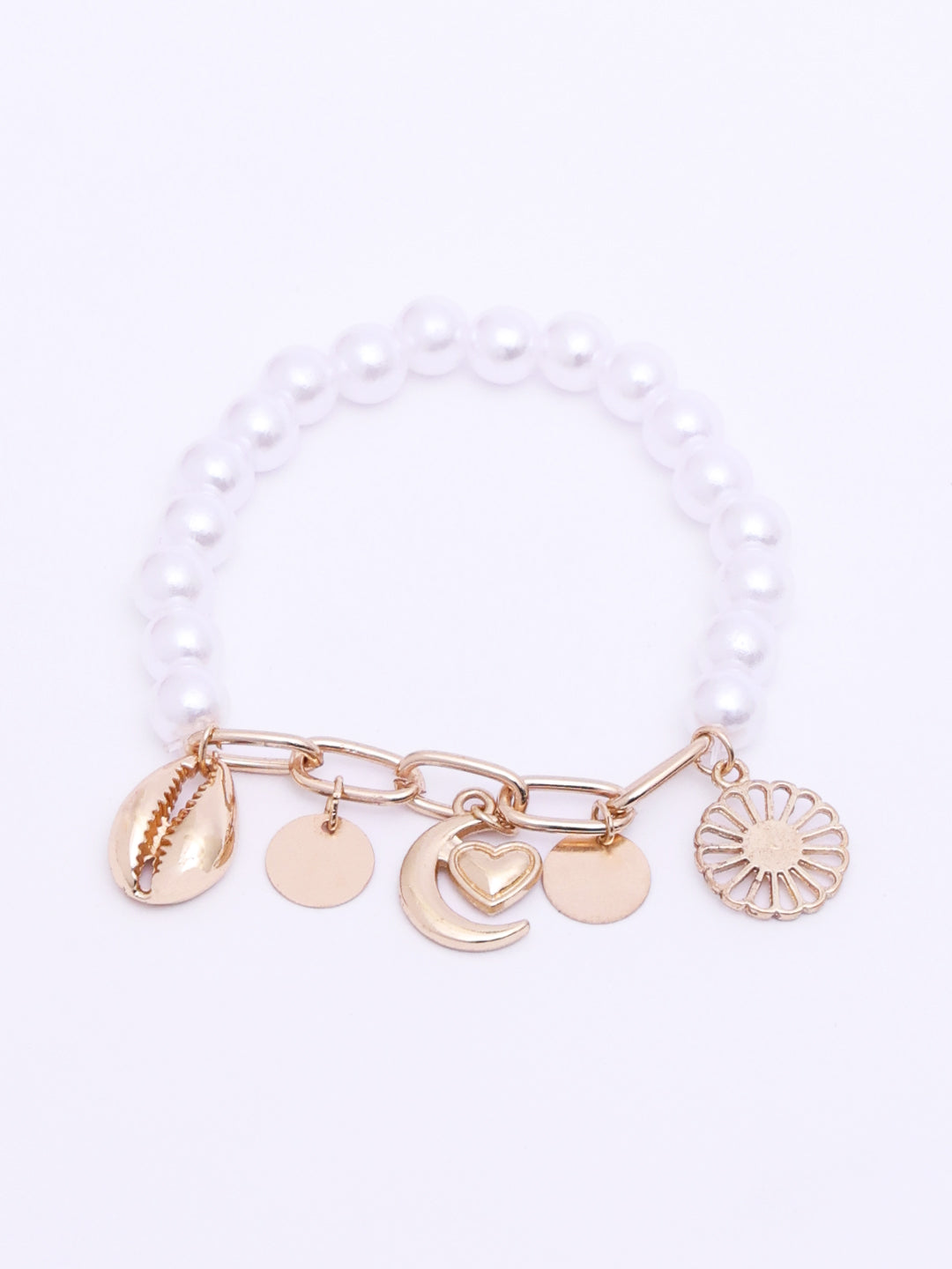 Women Gold-Plated Beaded Charm Bracelet