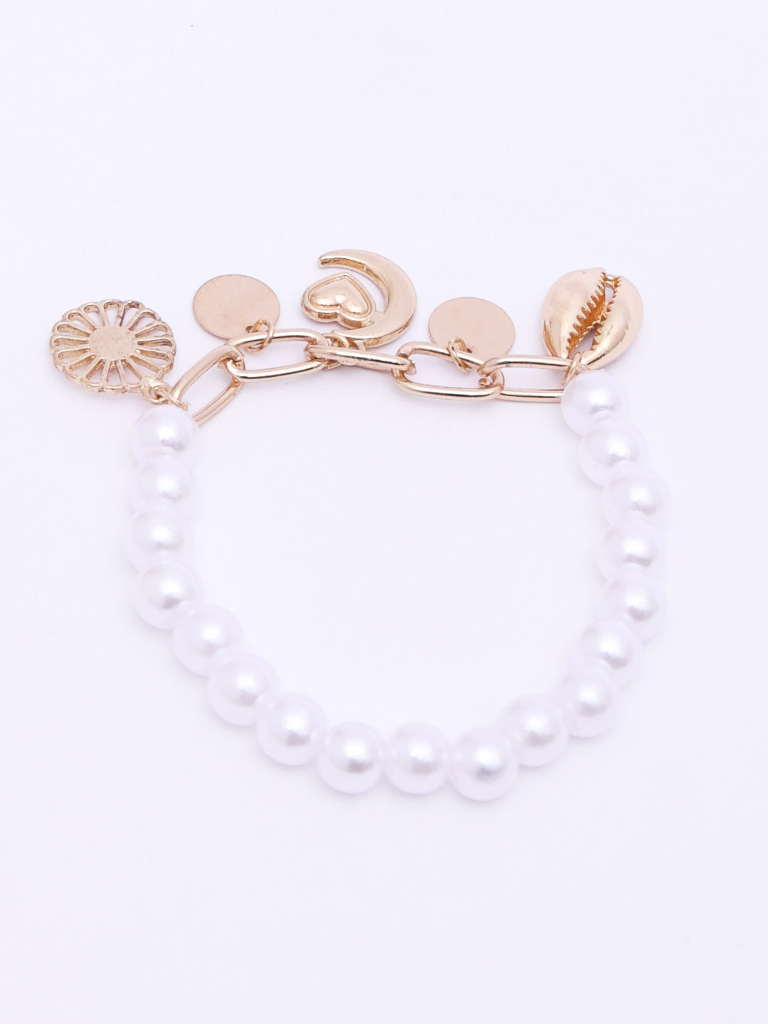 Women Gold-Plated Beaded Charm Bracelet