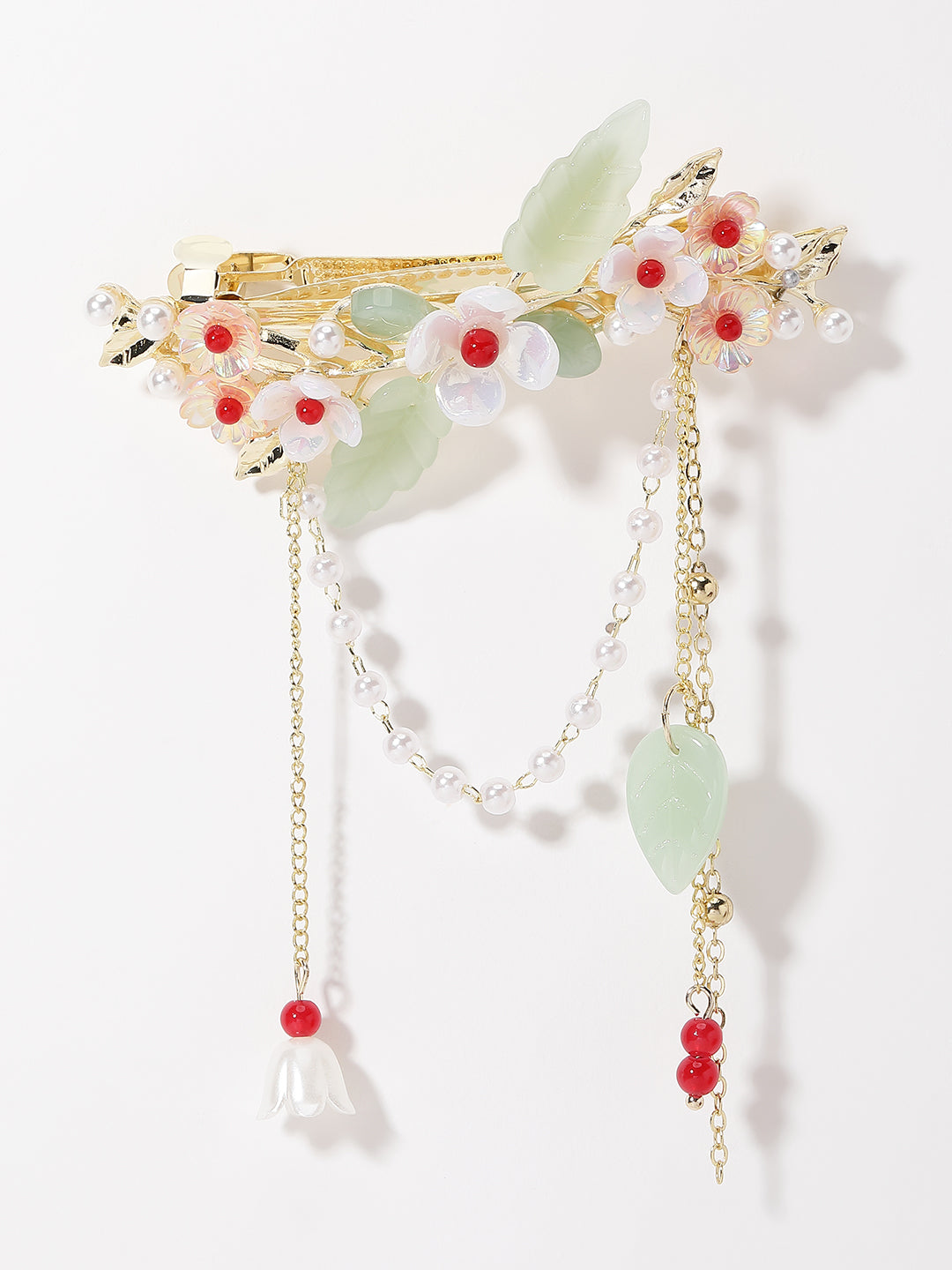 Gold-Plated Embellished French Barrette Clip