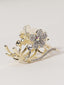 Gold-Plated CZ Stone Studded Floral Shaped Claw clip