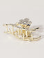 Gold-Plated CZ Stone Studded Floral Shaped Claw clip