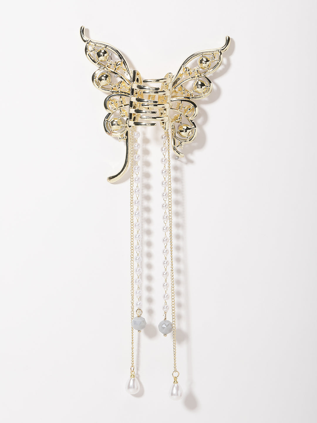 Gold-Plated CZ-Stone Studded Butterfly Shaped Claw Clip