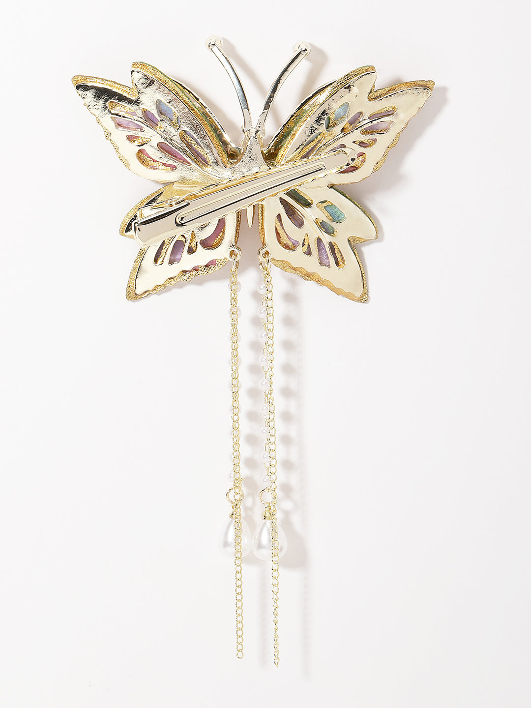 Gold-Plated CZ-Stone Studded Butterfly Aligator Clip