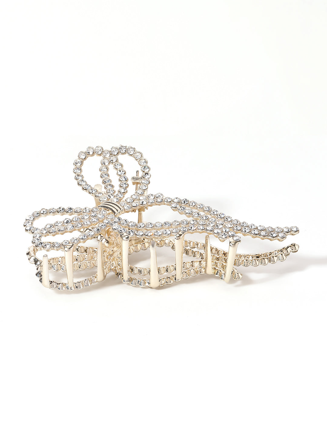 Gold-Plated Embellished Cubic Zirconia-Studded Claw Clip