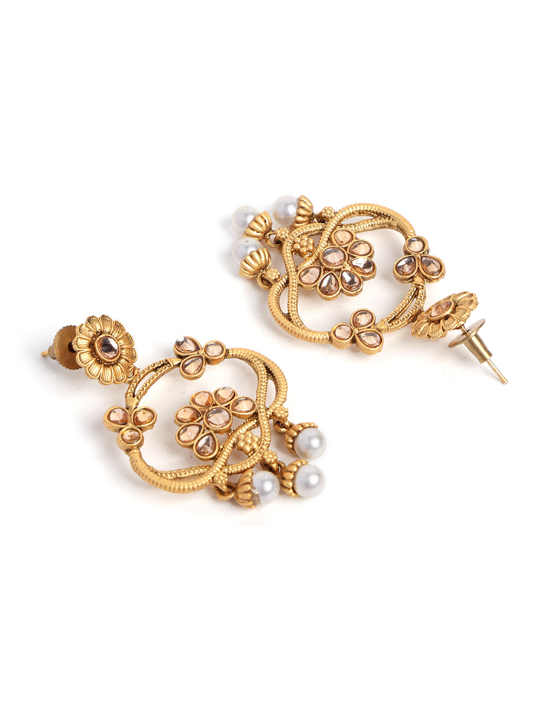 Gold-Toned Contemporary Drop Earrings