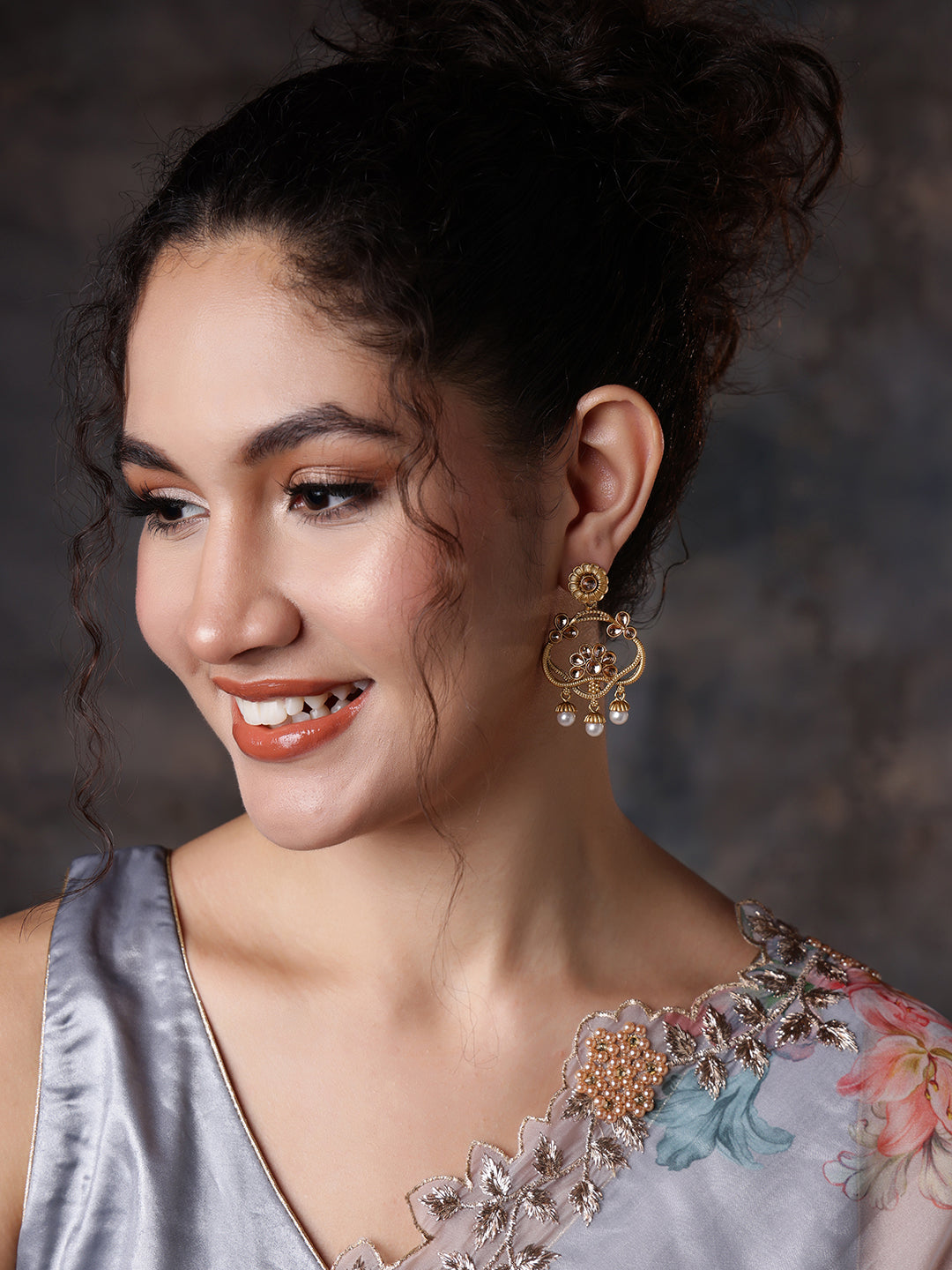 Gold-Toned Contemporary Drop Earrings