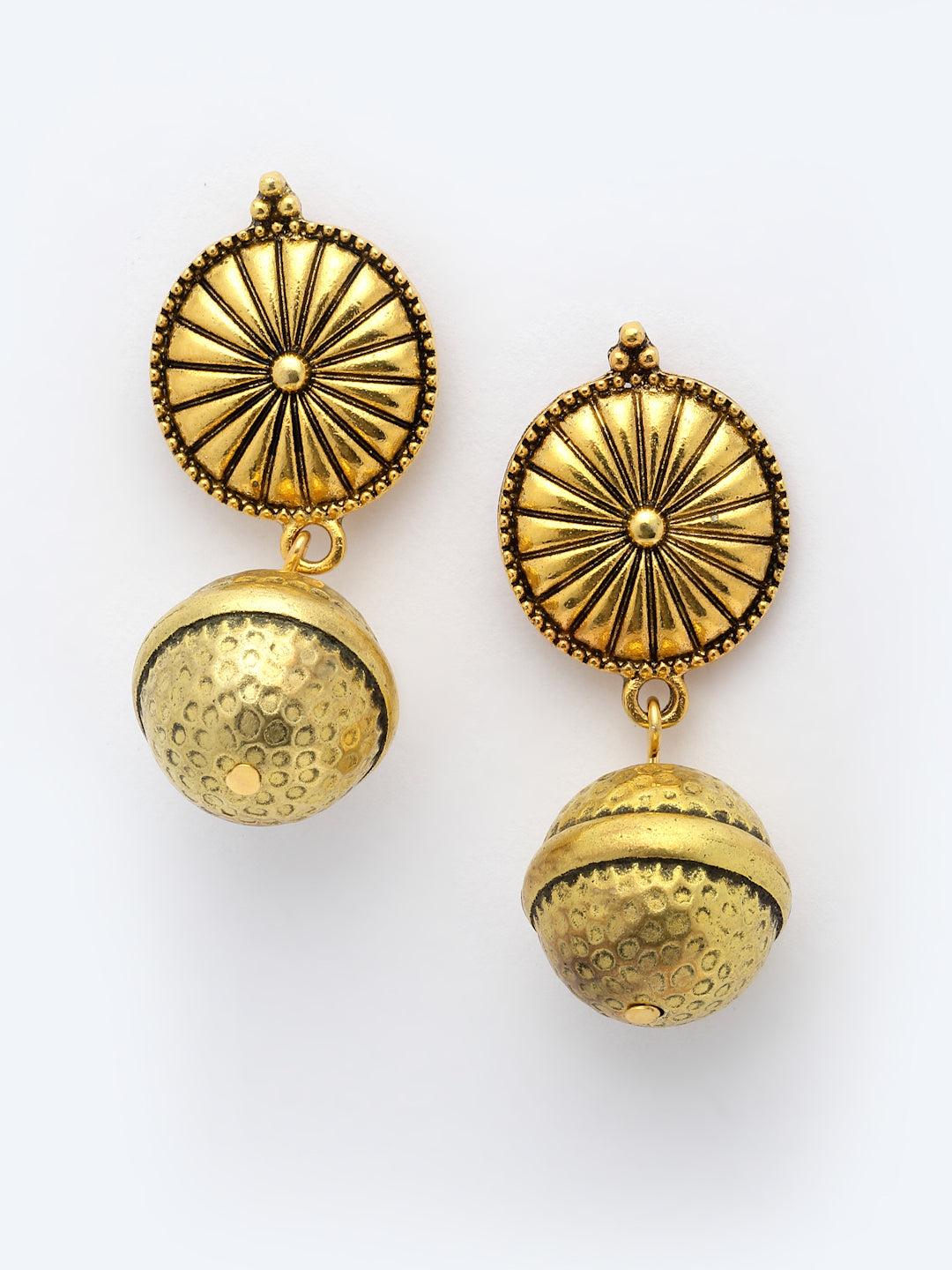 Gold-Plated Circular-Shaped Drop Earrings