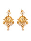 Gold-Plated Stones Studded & Beaded Floral Shaped Drop Earrings