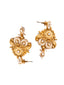 Gold-Plated Stones Studded & Beaded Floral Shaped Drop Earrings