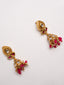 Gold-Plated Artificial Stones Studded And Beaded Contemporary Shaped Jhumkas