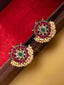 Gold-Plated Artificial Stones Studded And Beaded Circular Shaped Studs