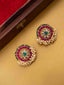 Gold-Plated Artificial Stones Studded And Beaded Circular Shaped Studs